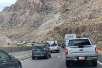 Traffic backs up on southbound Interstate 15 in the Virgin River Gorge between Mesquite and St. ...
