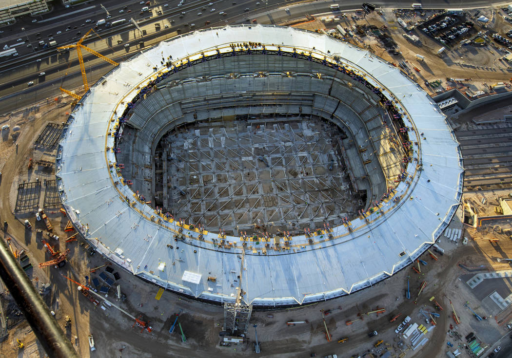 The Raiders Allegiant Stadium construction site on Wednesday, Oct. 16, 2019, in Las Vegas. (L.E ...