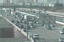 Multivehicle crash on northbound Interstate 15 at the 215 Beltway in southern Las Vegas Valley, ...
