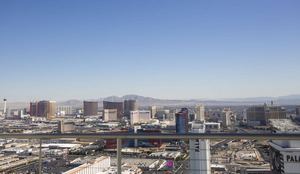 A view overlooking the Las Vegas Strip from a Palms Place penthouse under renovation that was s ...