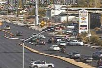 Las Vegas police investigate a crash Thursday, Nov. 7, 2019, at West Flamingo Road east of Sout ...