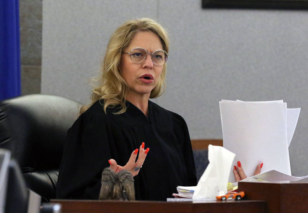 Judge Melanie Andress-Tobiasson presides during the conclusion of a preliminary hearing for for ...