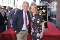 Pat Sajak, left, and Vanna White, from "Wheel of Fortune," attend a ceremony honoring ...