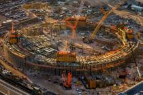 The construction site of the MSG Sphere at the Venetian on Wednesday, Oct. 16, 2019, in Las Veg ...