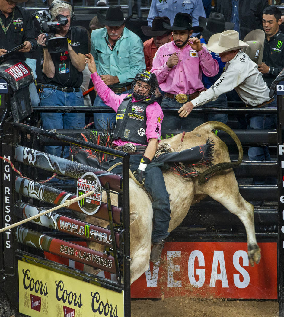 Ramon de Lima is already bucked by Ridin Solo as he leaves the gate during the third day of the ...