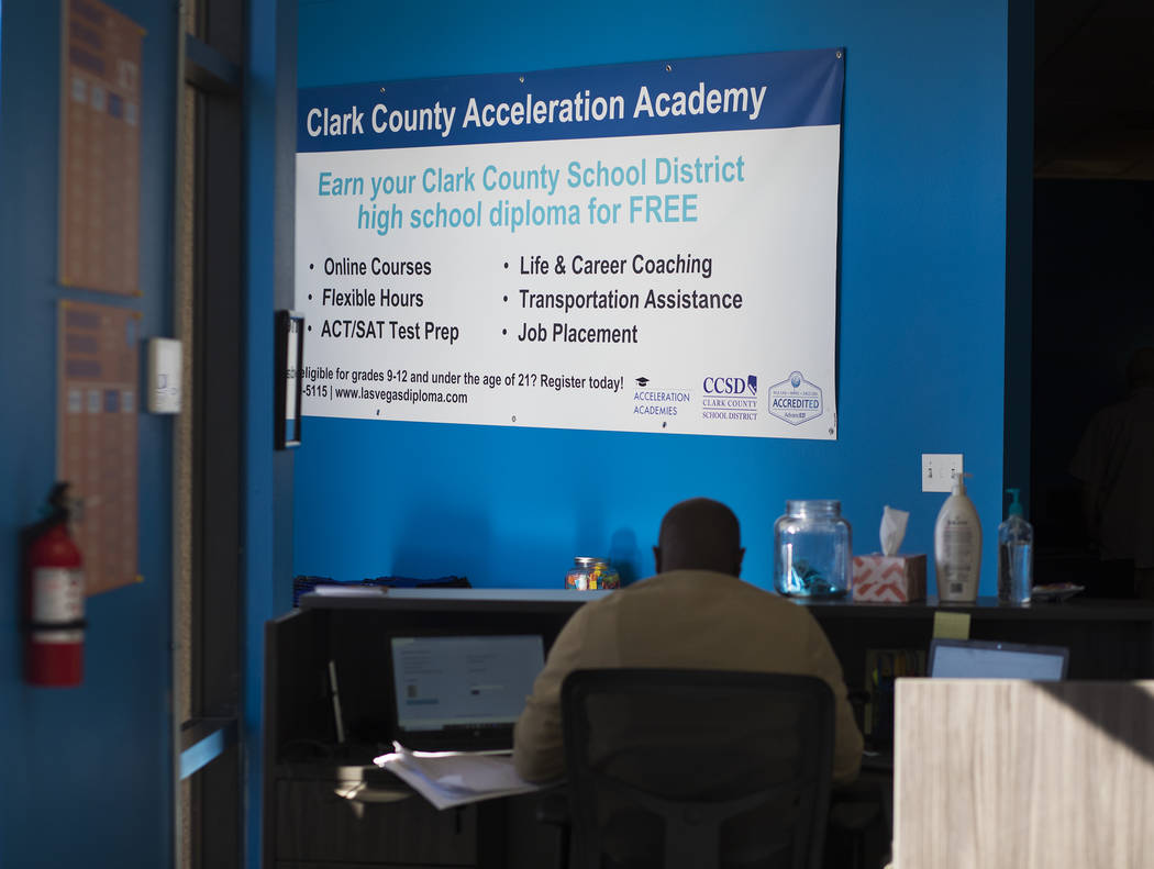 Acceleration Academy in Las Vegas, Sunday, Nov. 10, 2019. The school targets high school drop-o ...