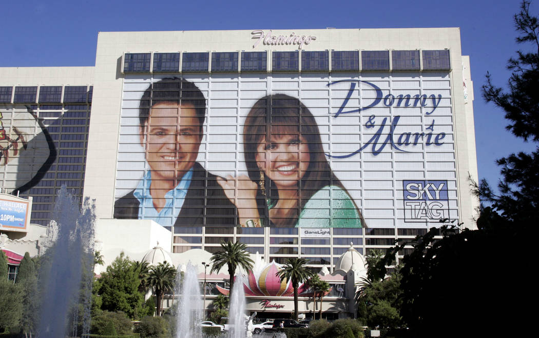 Donny and Marie Osmond are pictured on a building-sized banner on the Flamingo Oct. 20, 2008. ( ...