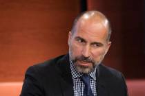 FILE - In this Sept. 25, 2019, file photo Dara Khosrowshahi, CEO of Uber, speaks at the Bloombe ...