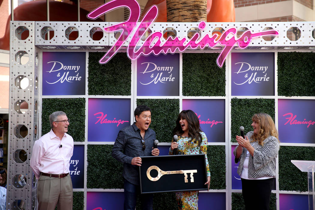 Strip headliners Donny and Marie Osmond receive a Key to The Las Vegas Strip as Caesars Enterta ...