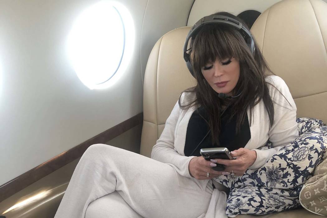 Marie Osmond is shown on her private plane on a trip back to Las Vegas from Los Angeles, where ...