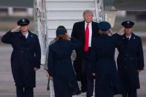 President Donald Trump walks from Air Force One on Tuesday, Nov. 12, 2019, at Andrews Air Force ...