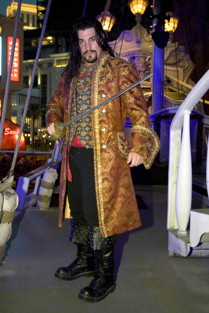 Jamey Gustafson performs as a pirate in "Sirens of TI" Oct. 23, 2010. (K.M. Cannon/Las Vegas Re ...
