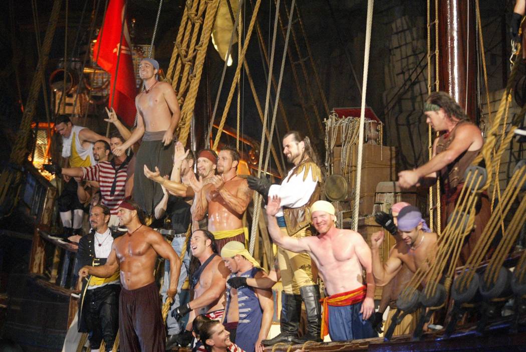 "Battle of Buccaneer Bay" cast members take a bow from their ship during their last show on Jul ...