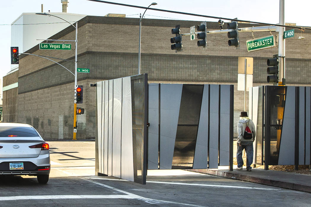 The recently installed gate at Foremaster Lane and Las Vegas Boulevard is pictured on Wednesday ...