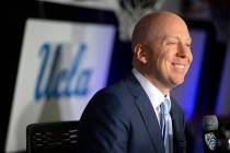 UCLA coach Mick Cronin speaks during the Pac-12 NCAA college basketball media day in San Franci ...