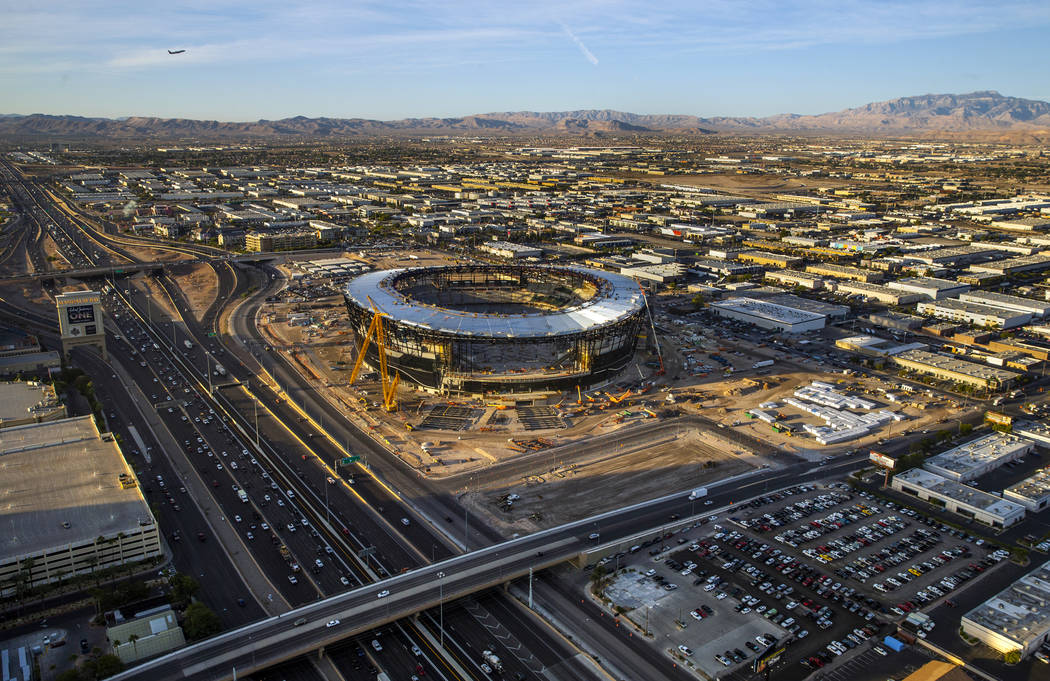 The Raiders Allegiant Stadium construction site on Wednesday, Oct. 16, 2019, in Las Vegas. (L.E ...