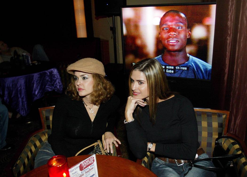 Corina Harney-Jones and her sister, Dorinda Harney, watch MTV's "The Real World" at the Palms o ...