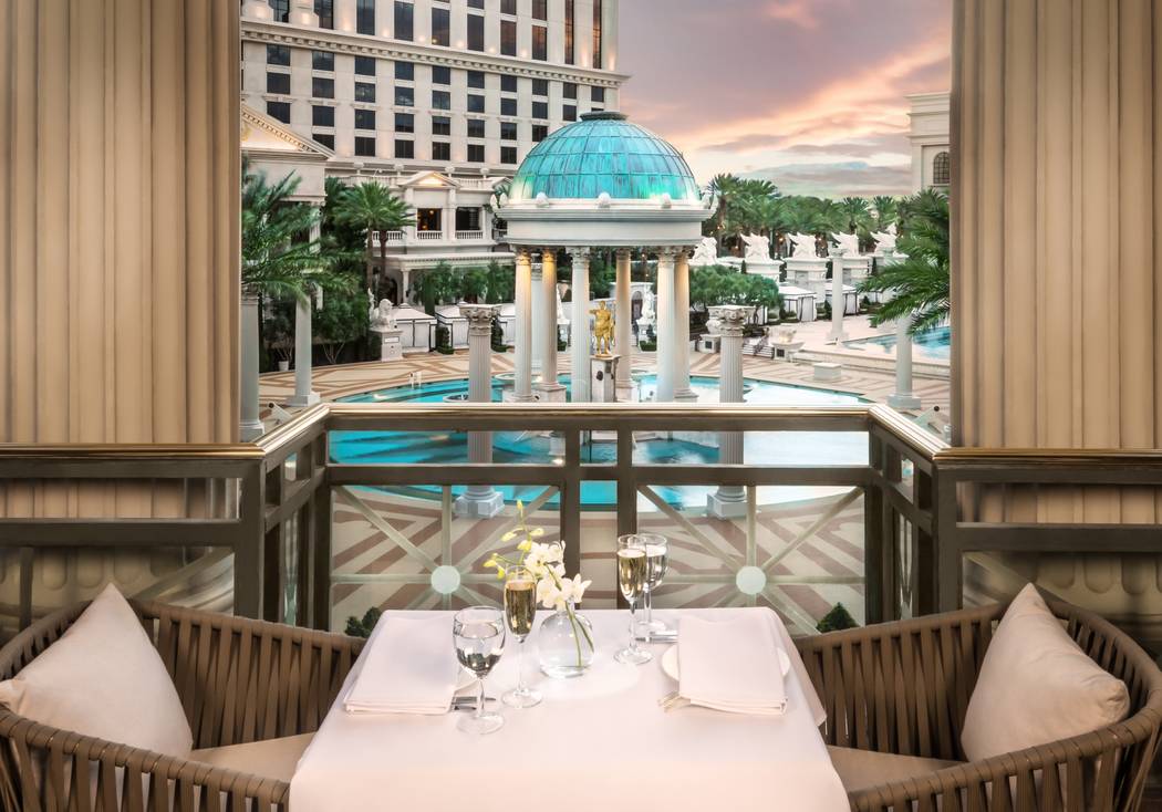 Mr Chow has capitalized on its patio, overlooking Caesars Palace’s Garden of the Gods Pool Oa ...