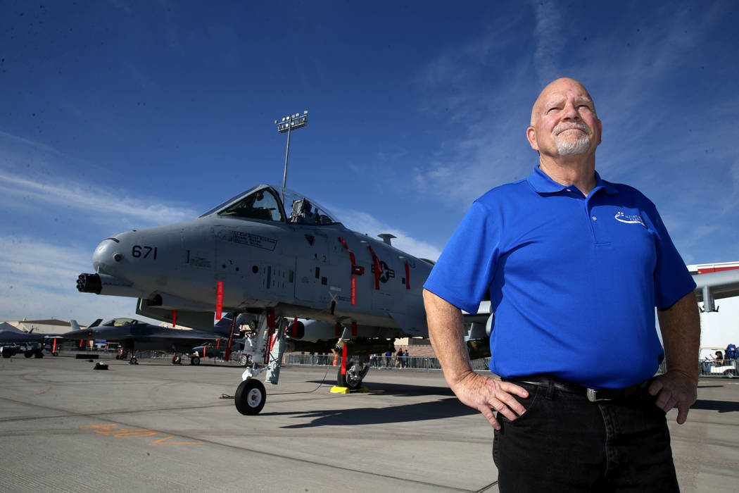 Director of Aviation Nation retired Maj. Bob Jones with an A10 Warthog at the air show preview ...