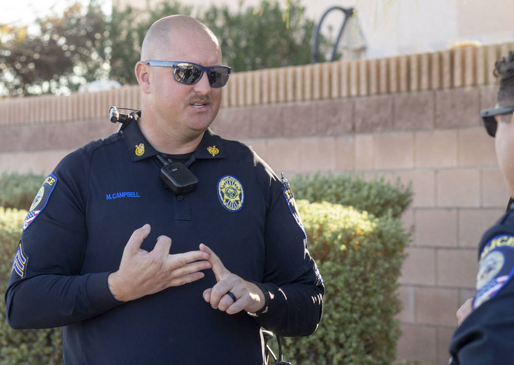 Sgt. Michael Campbell of "Fab Five," the five-member traffic unit of Clark County Sc ...