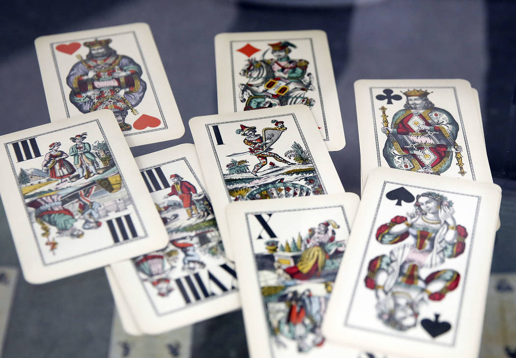 Playing Cards, circa 1900 are displayed during the 50th anniversary of UNLV's special collectio ...