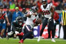 Houston Texans quarterback Deshaun Watson (4) runs down field against the Jacksonville Jaguars ...