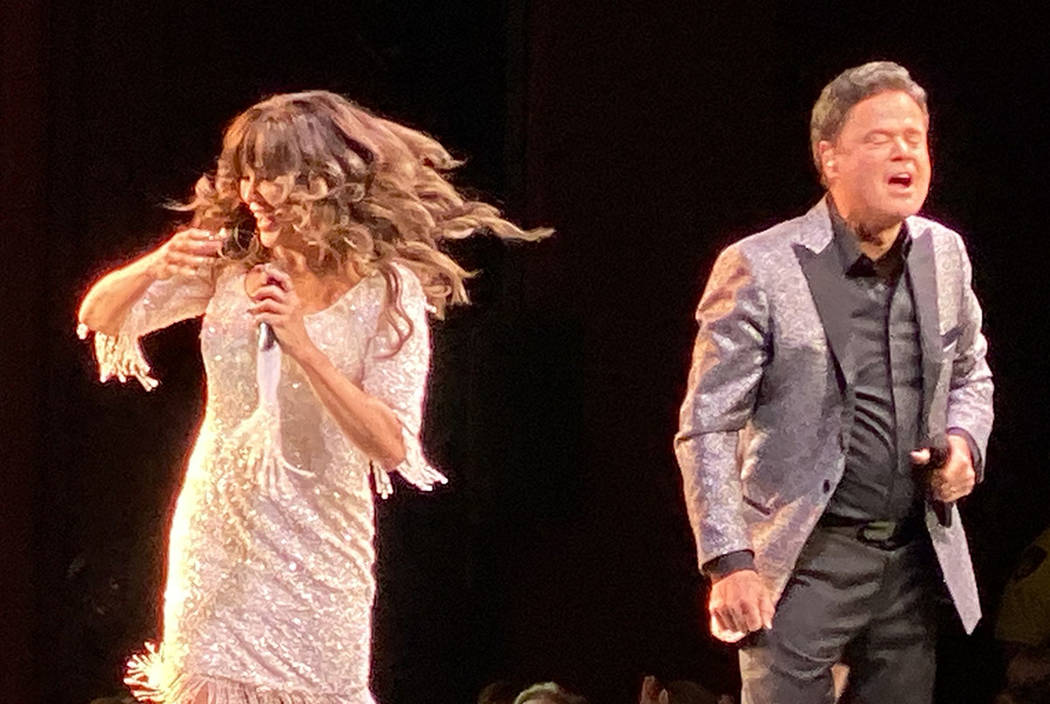 Donny and Marie Osmond are shown at the finale of their 11-year residency at Flamingo Las Vegas ...