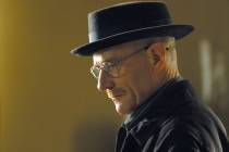 This image released by AMC shows Walter White, played by Bryan Cranston, wearing a Bollman 1940 ...