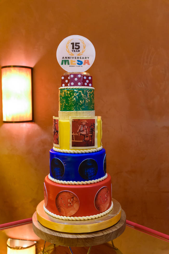 The cake celebrating the 15th anniversary of Mesa Grill, Bobby Flay's restaurant at Caesars Pal ...