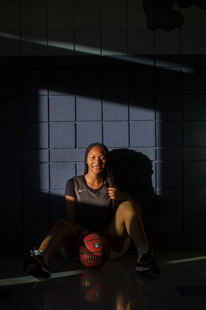 Centennial junior Taylor Bigby poses for a portrait after a varsity girls practice at Centennia ...
