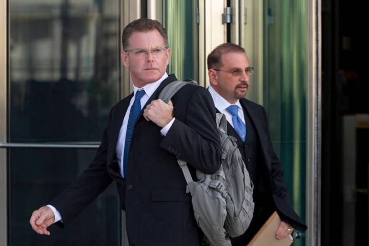 Douglas Haig, left, and his attorney Marc Victor leave the Lloyd George U.S. Courthouse after H ...