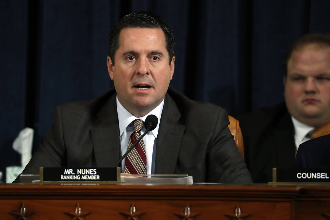 Ranking member Rep. Devin Nunes of Calif., gives his opening statement as Jennifer Williams, an ...