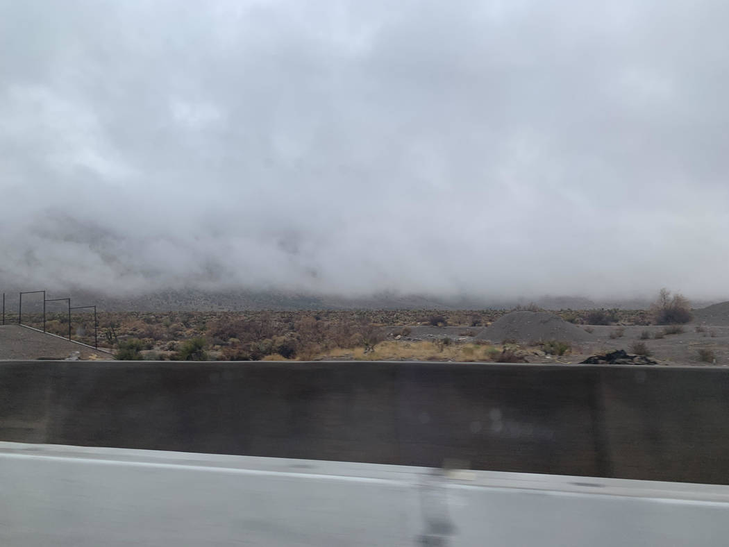Clouds along state Route 160 from Las Vegas to Pahrump, Nev., on Wednesday, Nov. 20, 2019. (Ame ...