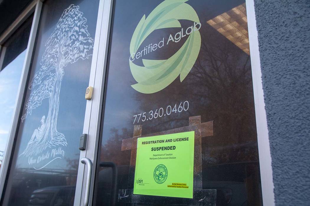 Certified Ag Labs in Sparks had its license suspended by Nevada officials Monday, Nov. 18, 2019 ...