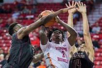UNLV Rebels forward Donnie Tillman (2) drives to the rim past Texas State Bobcats forward Quent ...