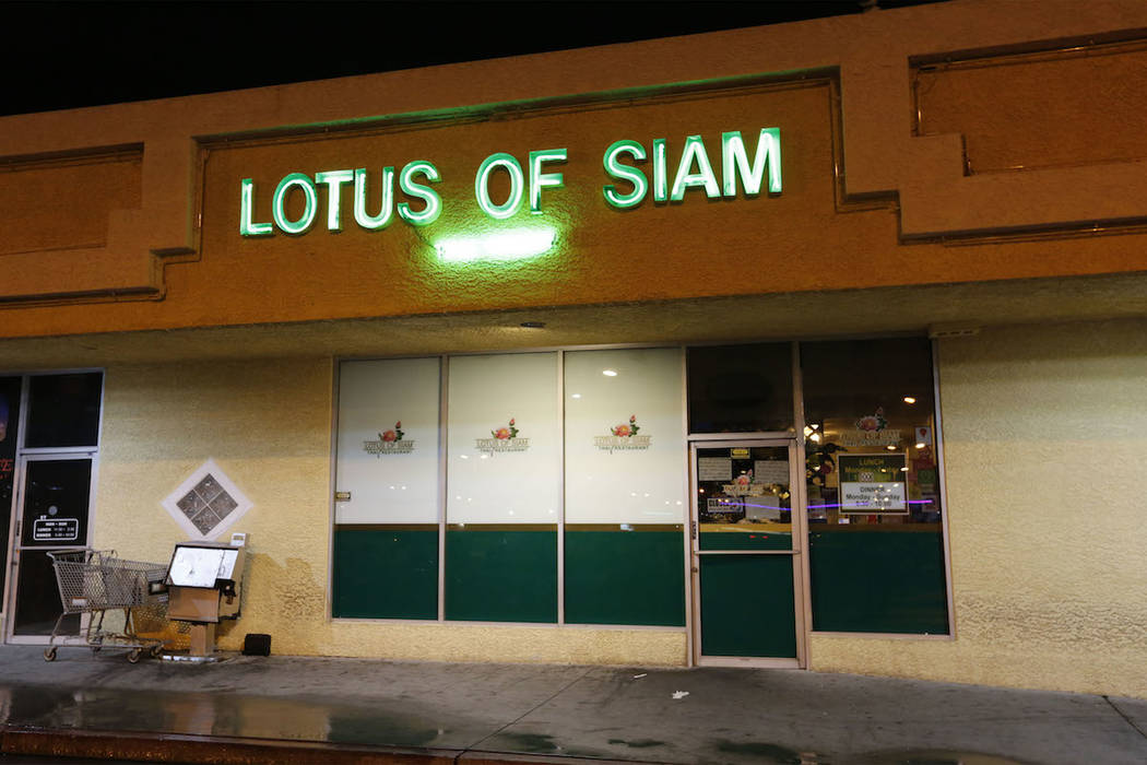 Thai restaurant Lotus of Siam after a portion of its ceiling collapsed in Las Vegas, Friday, Se ...