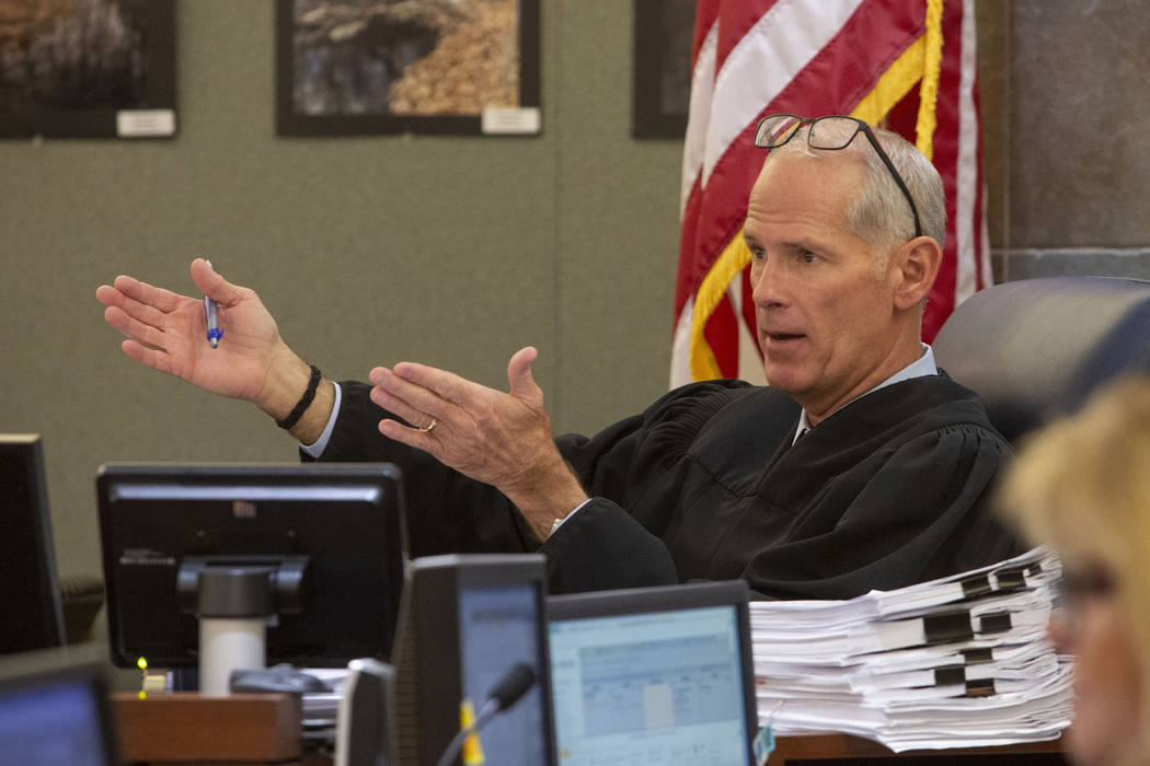 Judge Douglas Herndon presides in court during a hearing at the Regional Justice Center in Las ...