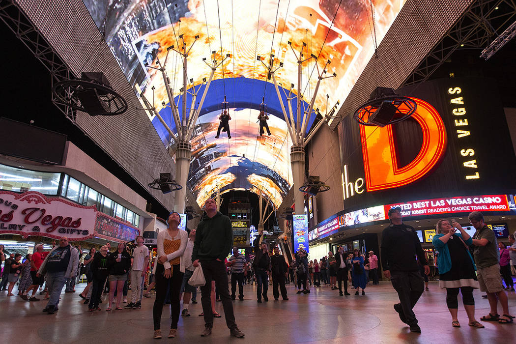 The Fremont Street Experience on Monday, Nov. 11, 2019, in downtown Las Vegas. (Ellen Schmidt/L ...