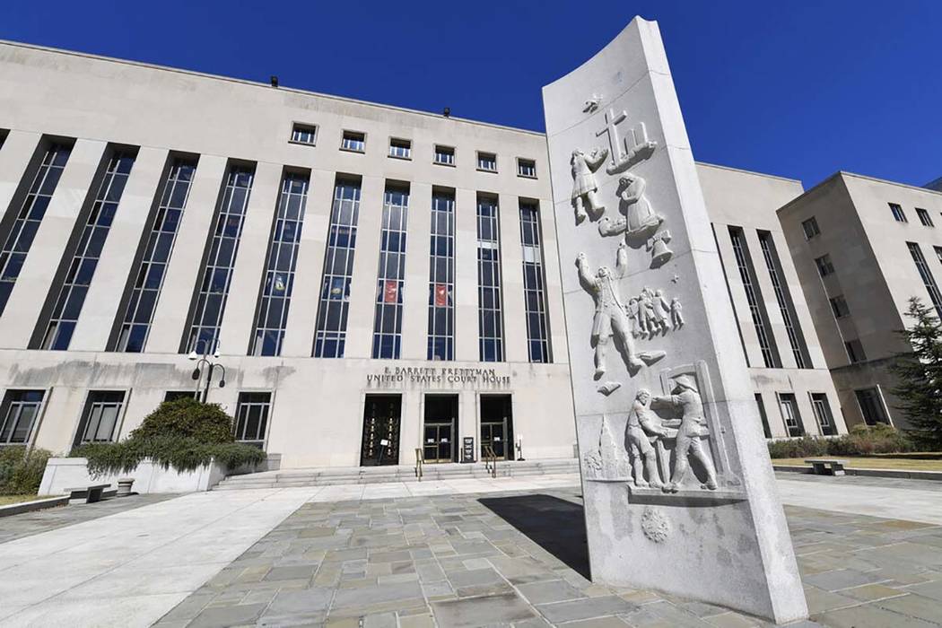 In a Oct. 11, 2019, file photo, a view of the E. Barrett Prettyman United States Courthouse in ...