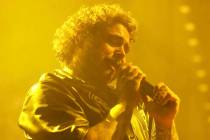 Post Malone performs during his Runaway tour at the Forum on Wednesday, Nov. 20, 2019 in Inglew ...