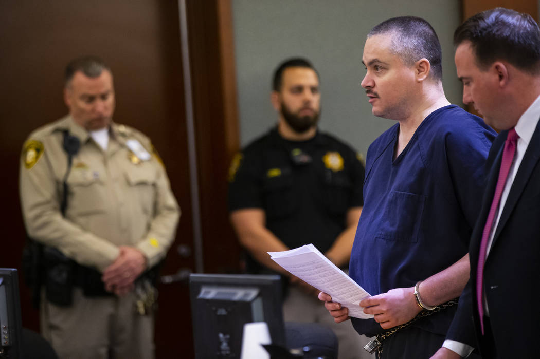 Anthony Wrobel reads his statement before being sentenced at the Regional Justice Center in Las ...