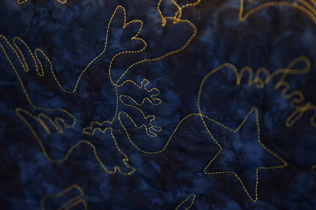Stitching is seen up close.