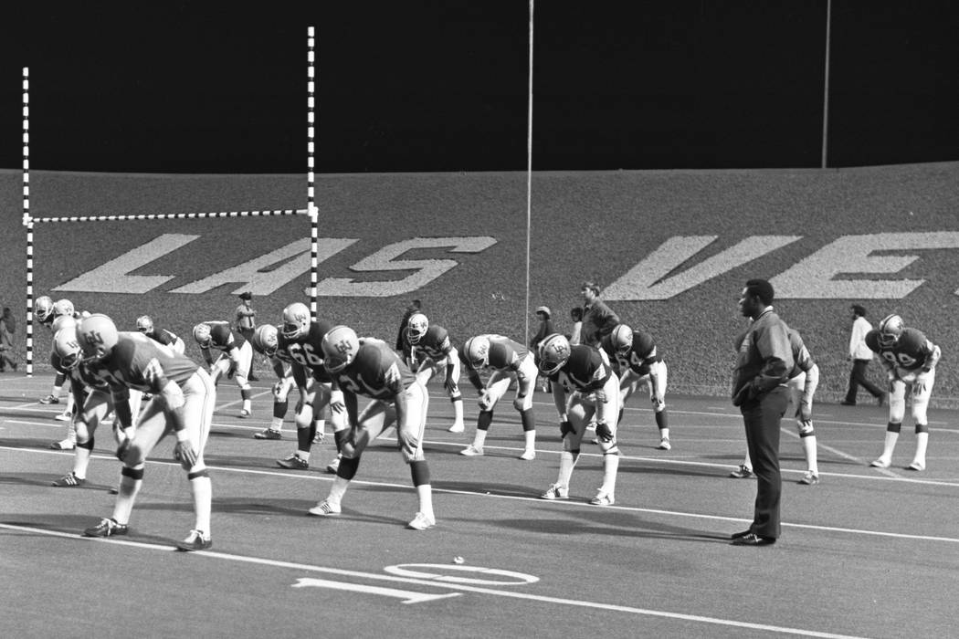 Historical images from the Las Vegas Review-Journal archive document the first UNLV football ga ...