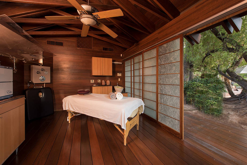 An Asian-inspired spa house is built out of teak wood. (Simply Vegas)