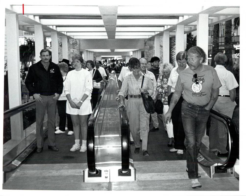 Dual people mover tracks bring visitors into The Mirage on November 22, 1989. (Wayne Kodey / La ...