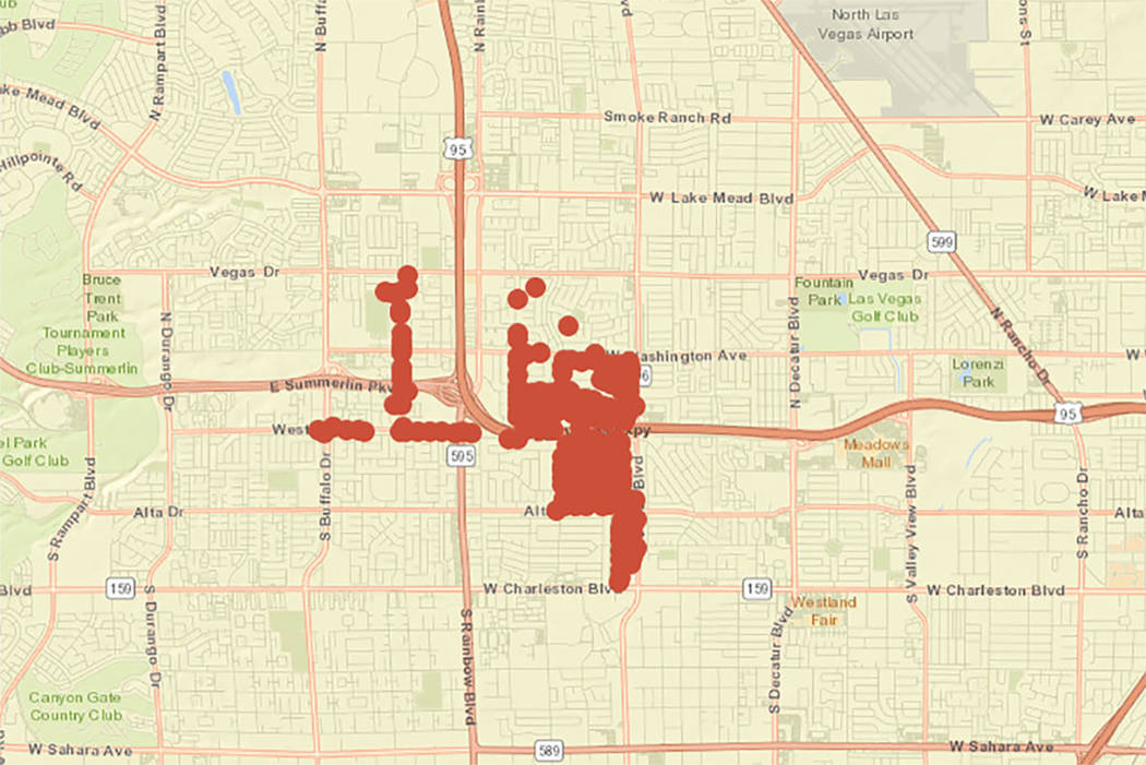 Power outage in western Las Vegas Valley on Nov. 21, 2019. (NV Energy website)