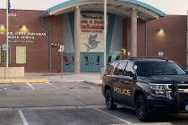 Clark County School District police were seen at Tarkanian Middle School in southwest Las Vegas ...