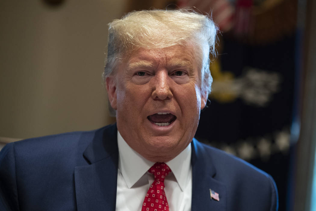 President Donald Trump speaks during a cabinet meeting at the White House, Tuesday, Nov. 19, 20 ...