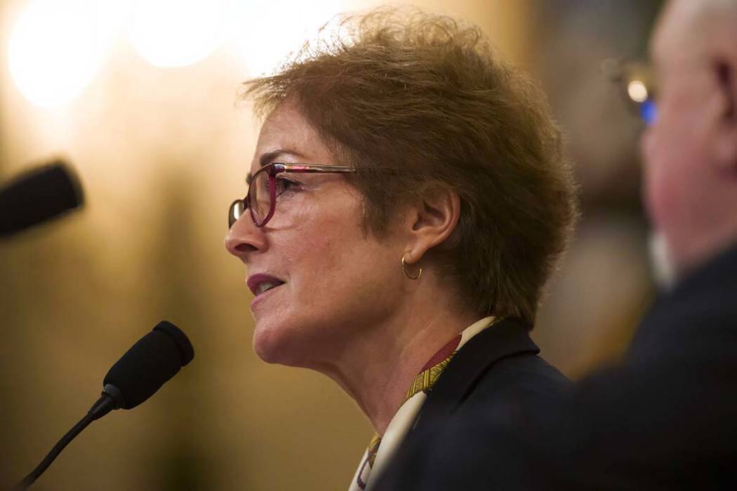 Former U.S. Ambassador to Ukraine Marie Yovanovitch testifies before the House Intelligence Com ...