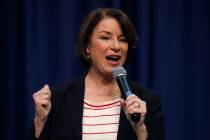 Democratic presidential candidate Sen. Amy Klobuchar, D-Minn., speaks during a campaign stop, F ...